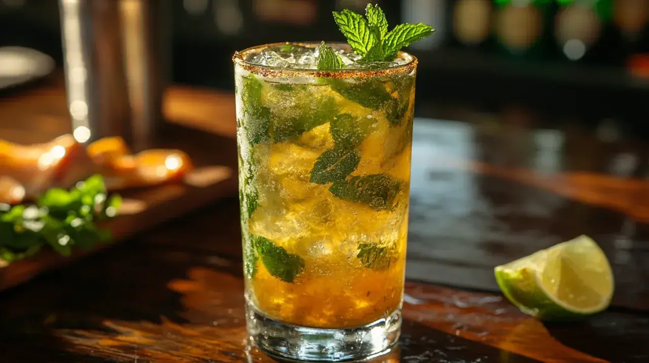 Orzeźwiające mojito bezalkoholowe z miętą i lodem, ozdobione plasterkiem limonki. Idealne na upalne dni.
