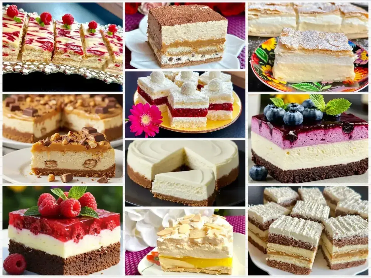 Kremowe, owocowe, czekoladowe – kolaż prezentuje 10 najlepszych ciast, od serników po torty.
